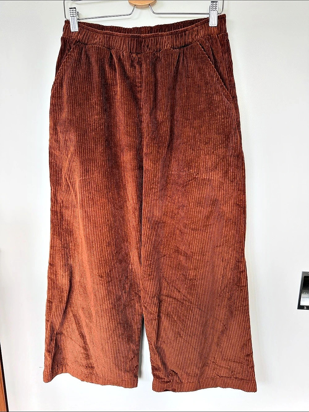 Rachel Pally Corduroy Rami Pants Wide Leg Cotton Pants in Brown Size Large